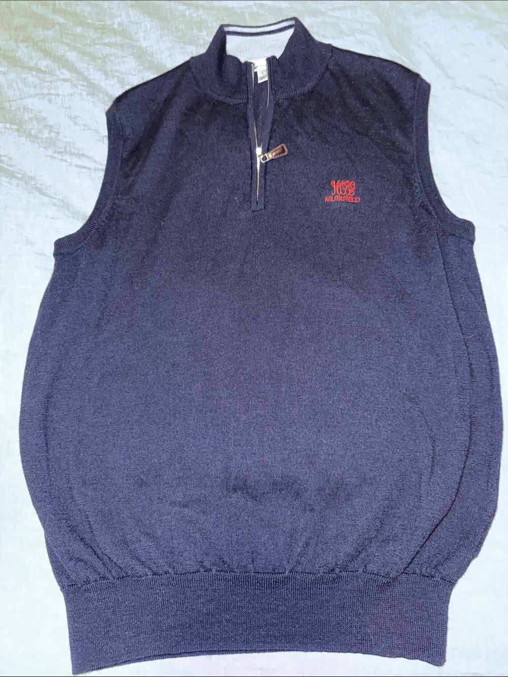 Peter Millar Navy Half-Zip WoolVest with Red Logo - Muirfield Scotland